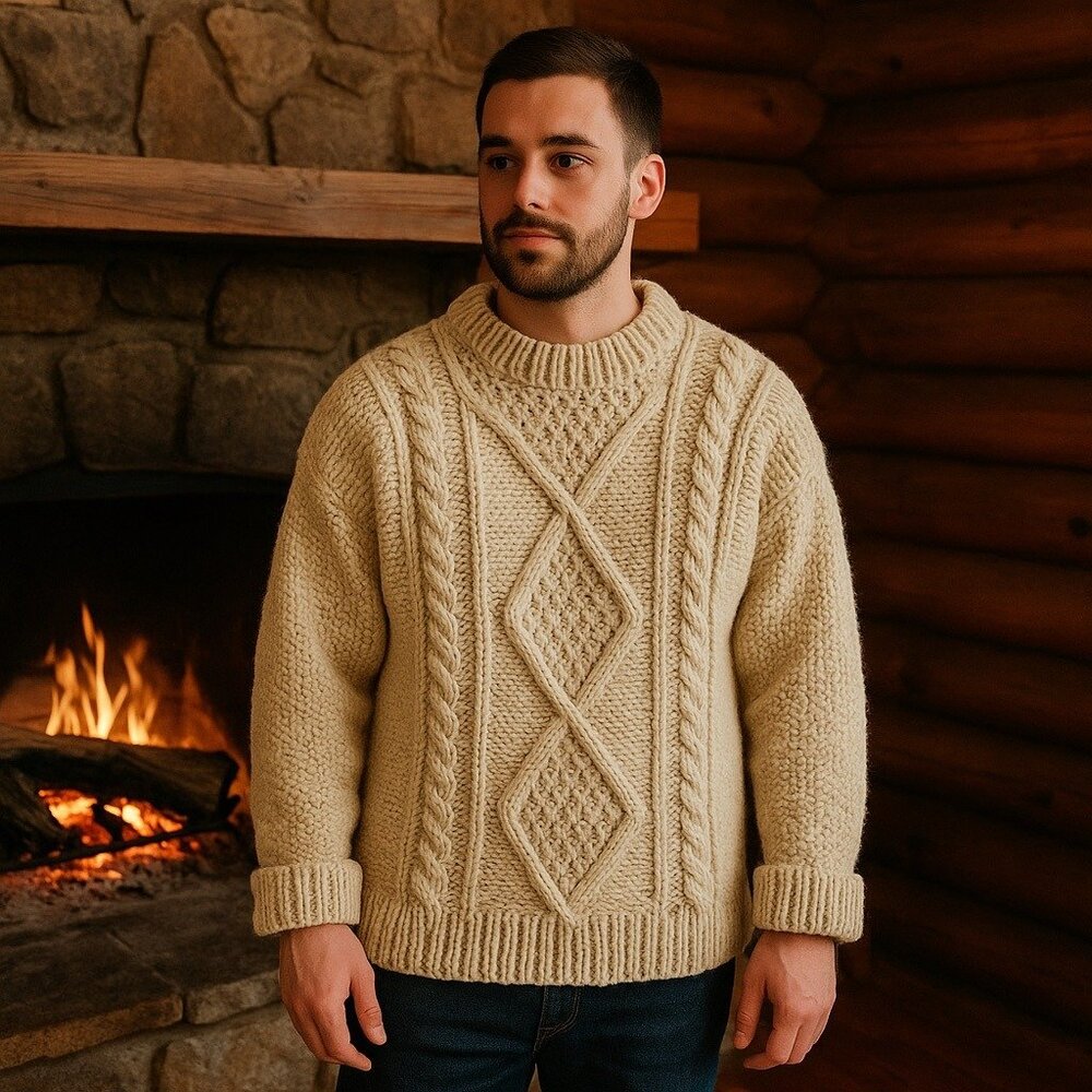 Vtg Artesanias Tamia Wool Sweater Size XL Oversized Chunky Cable Knit Fisherman
